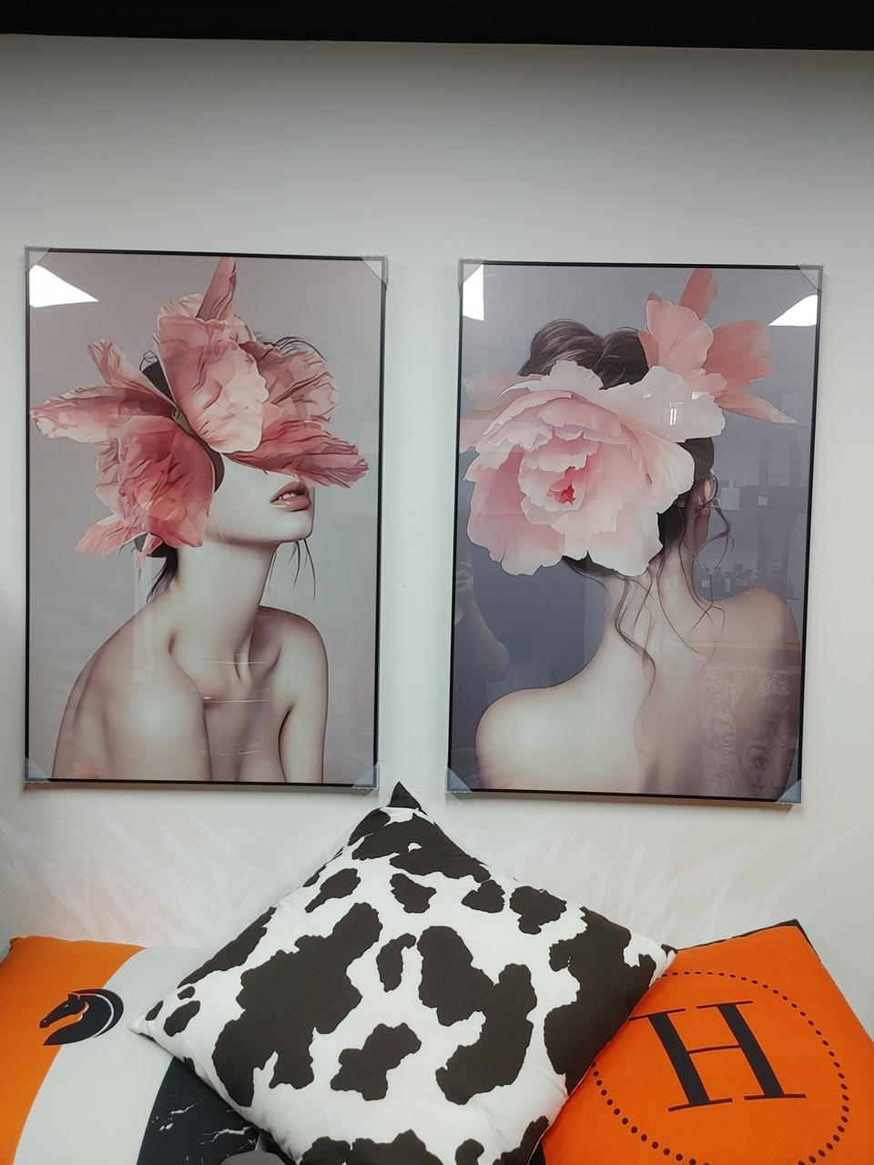 에르메스 풍 럭셔리 여인 꽃그림 초대형 그림 액자 대형 인테리어 소품 팜