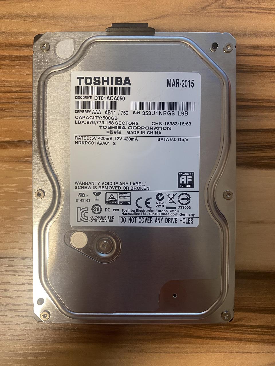 TOSHIBA 도시바 500G 데스크탑 PC용 HDD