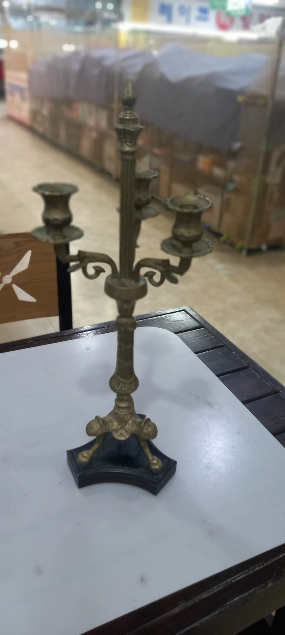 엔틱 유럽풍 황동3구촛대