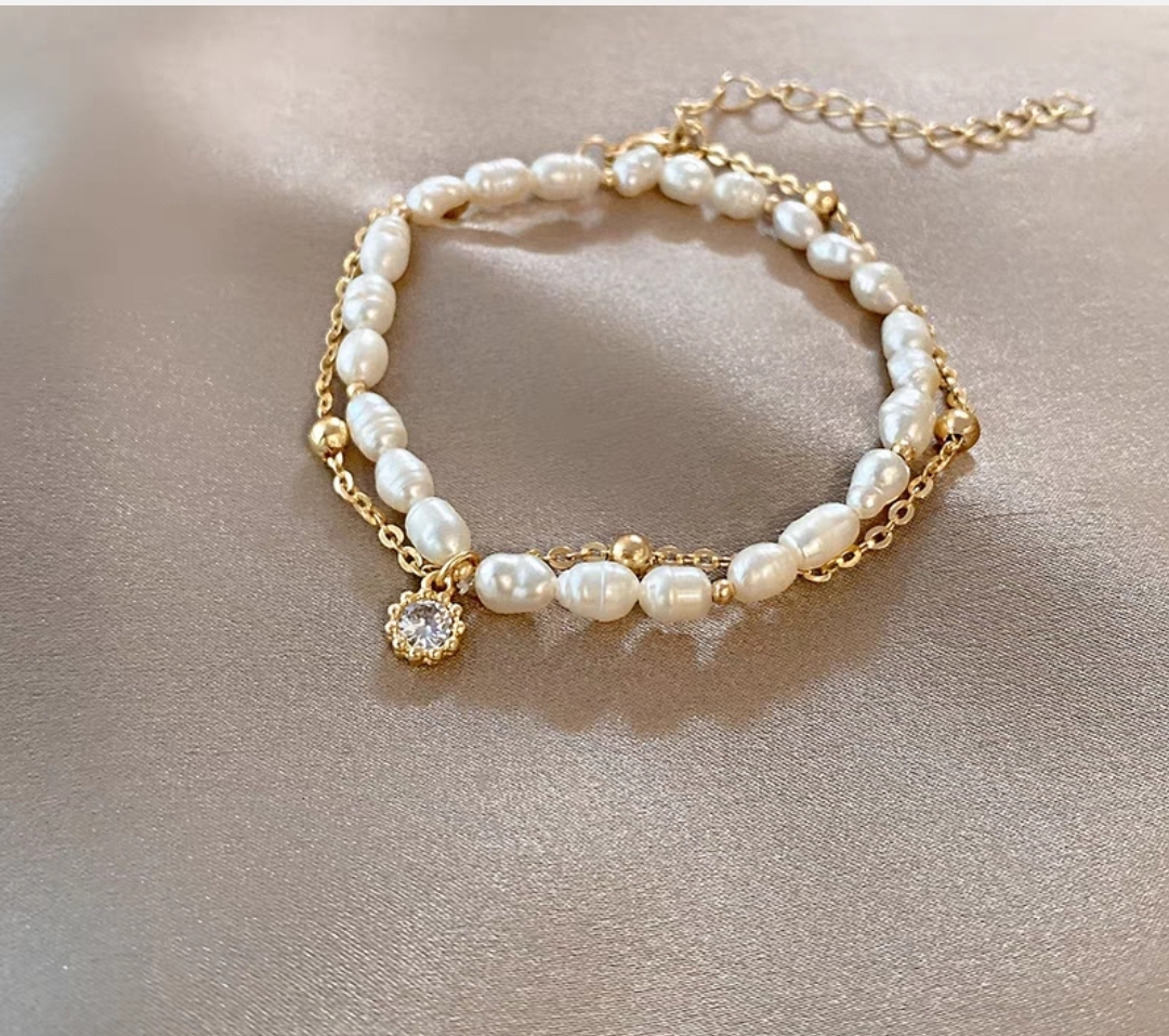 진주 레이어드 팔찌