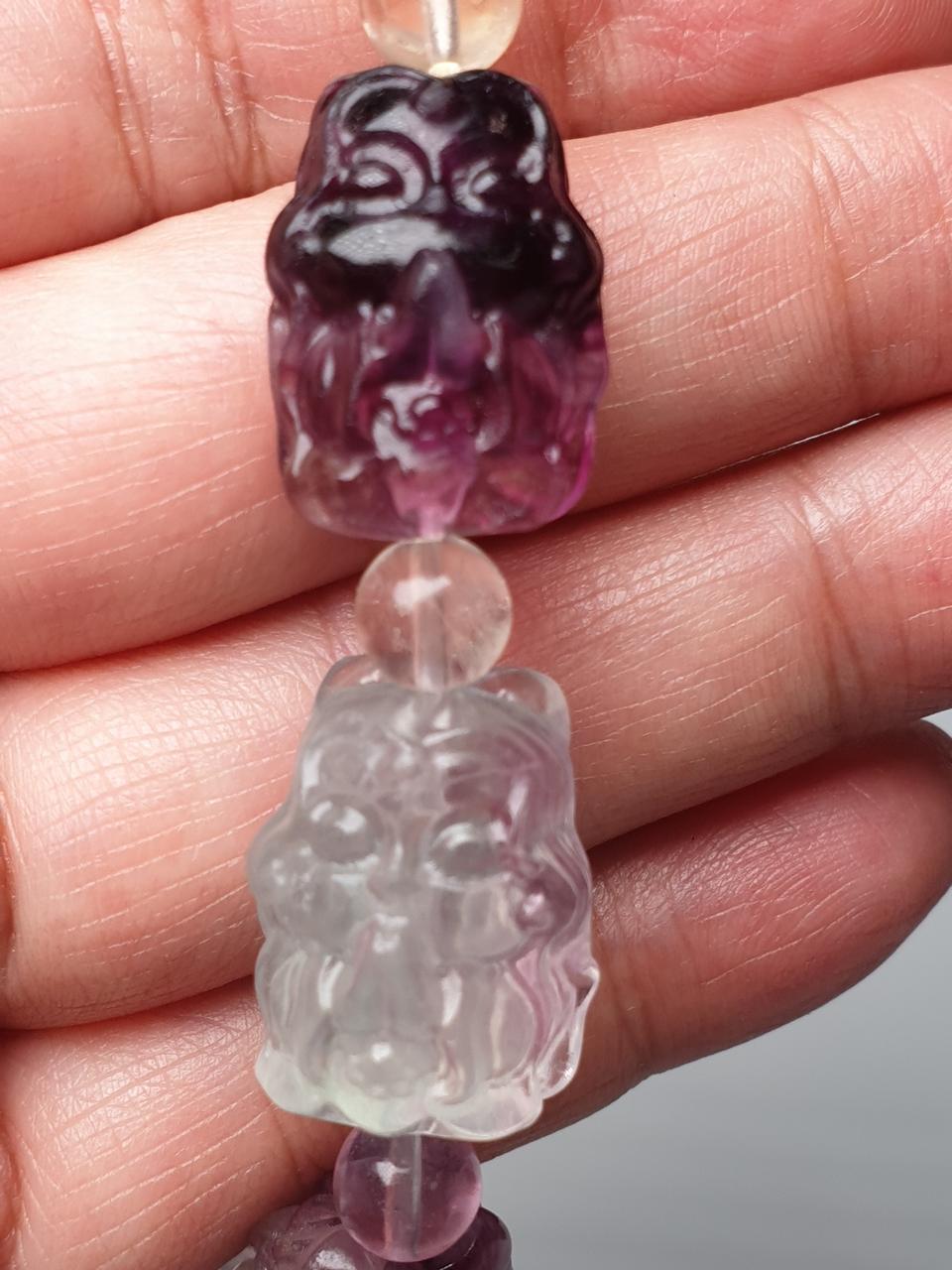 천연 고퀄 빙종 부엉이조각  형석팔찌