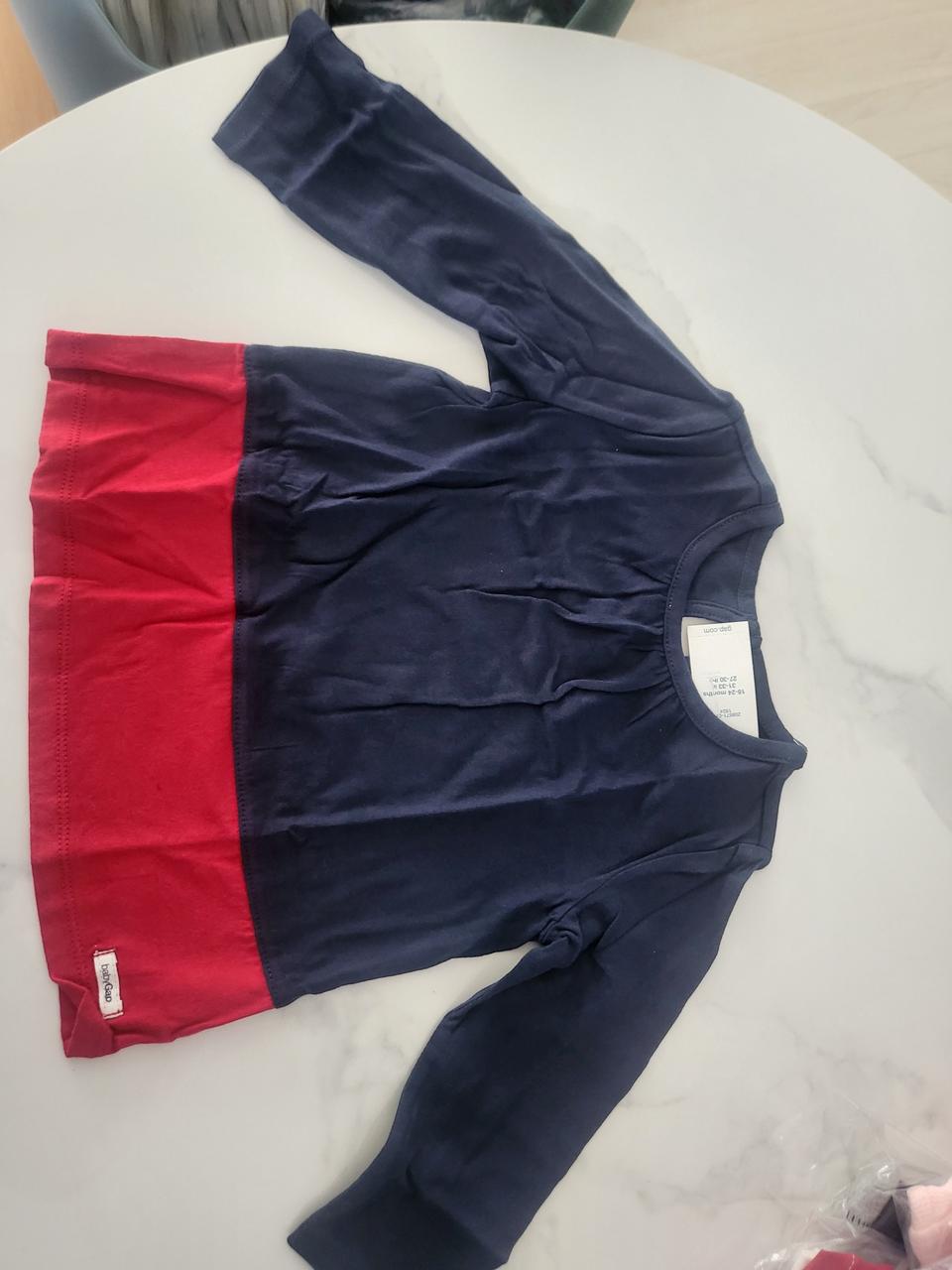 [새상품]베이비갭 레드네이비 면실크 여아티셔츠