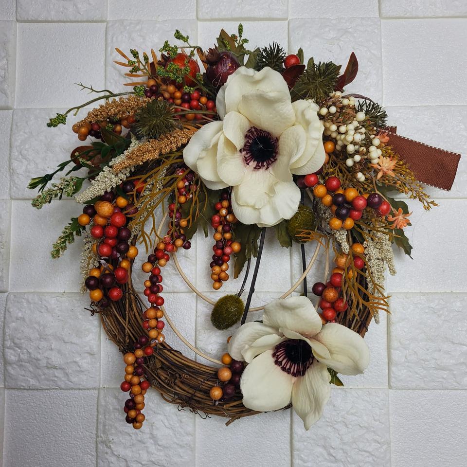 엔틱 아네모네 조화 리스