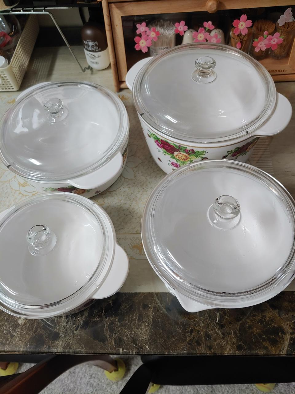 로얄알버트(영국황실장미)내열냄비.미사용.4종세트