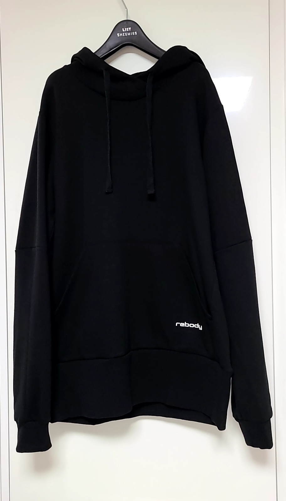 기모 후드 롱티셔츠 free(55-66), 미사용, 검정