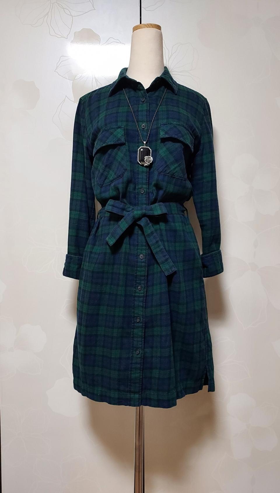 체크패턴셔츠형원피스