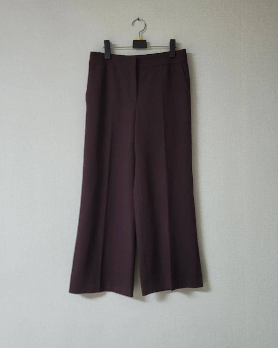 한섬 랑방컬렉션 버건디 와이드 바지 허리단면 38