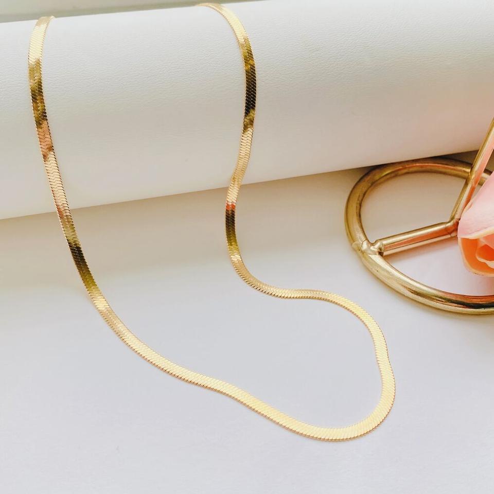 써지컬스틸 골드 뱀줄 스네이크체인 목걸이 (3mm)