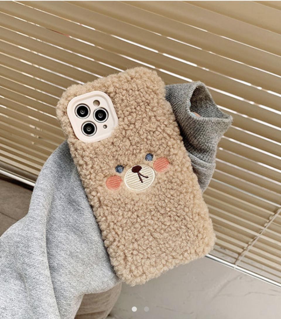 아이폰12프로 양털 곰돌이 뽀글이 케이스