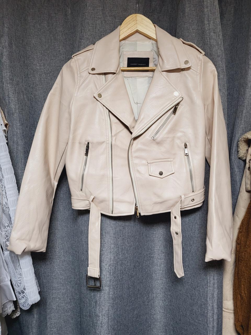 크롭 레더 자켓