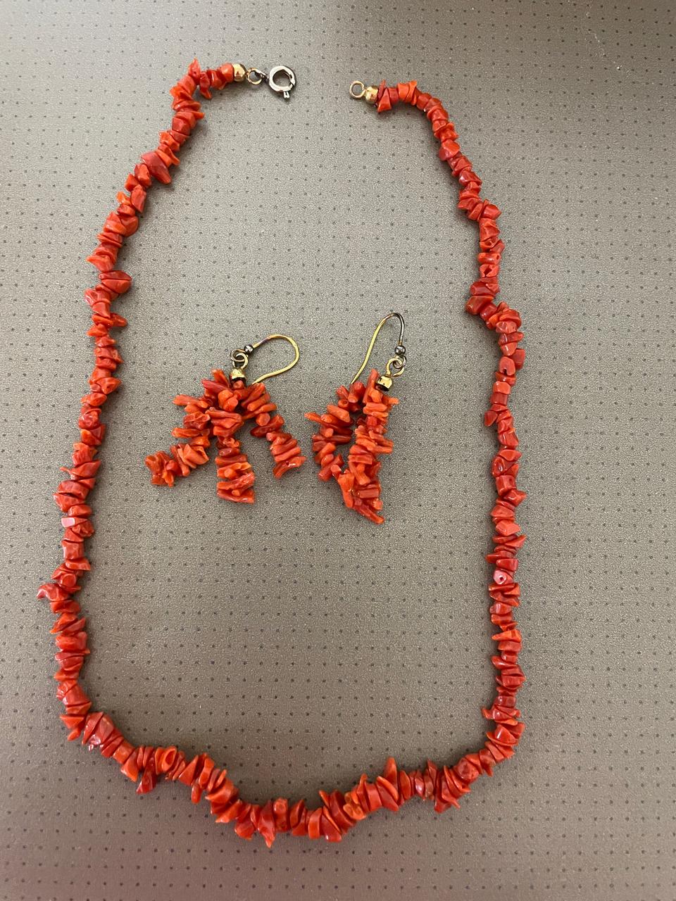 산호 목걸이 귀걸이 세트