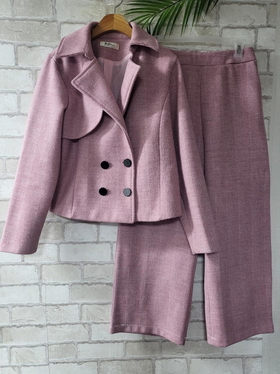 캐쥬얼 헤링본패턴 자켓.바지셋트