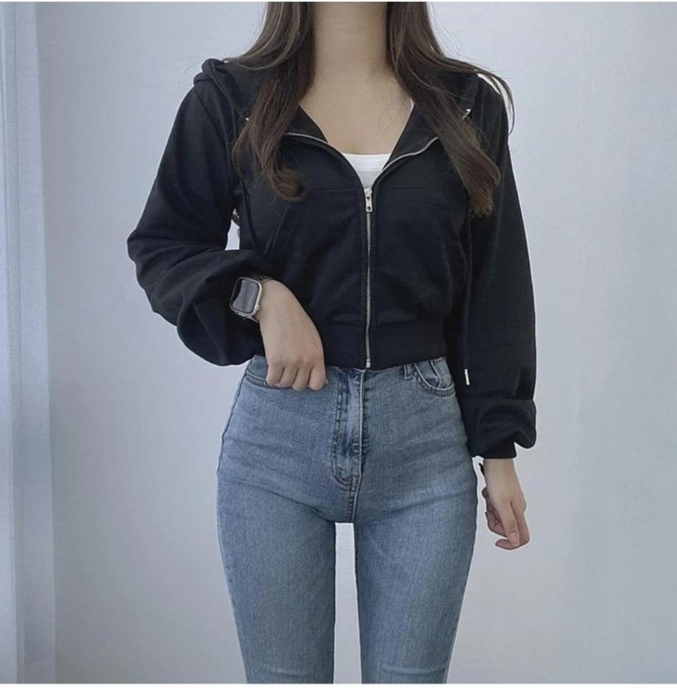 크롭후드집업 새상품