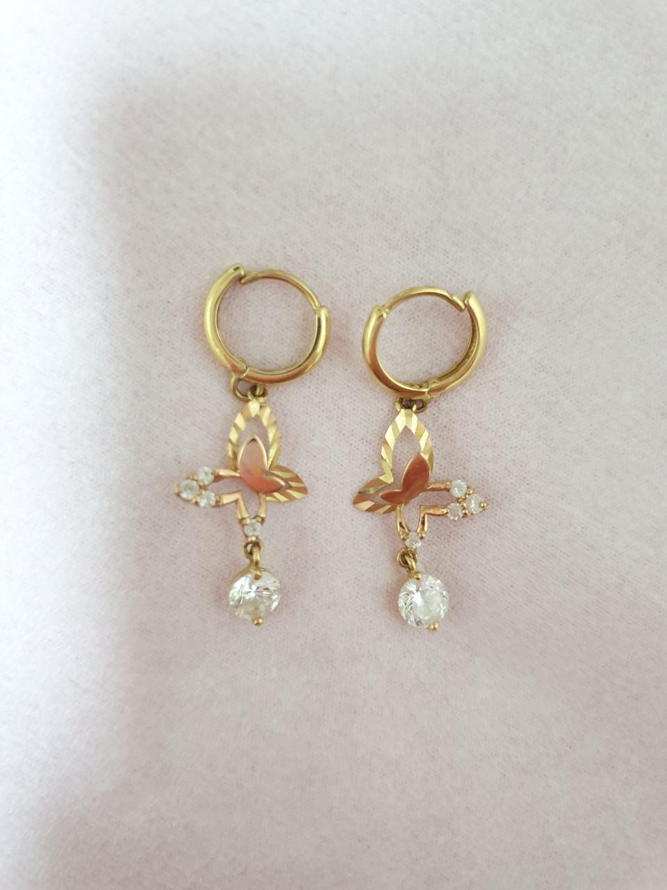 미니골드 나비귀걸이 골드&핑크골드(14k)