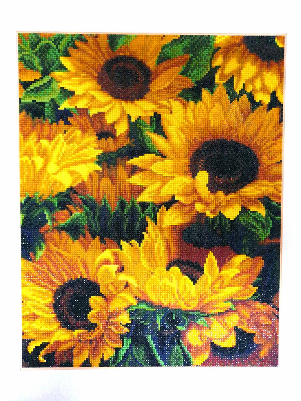 해바라기 보석십자수 완성품