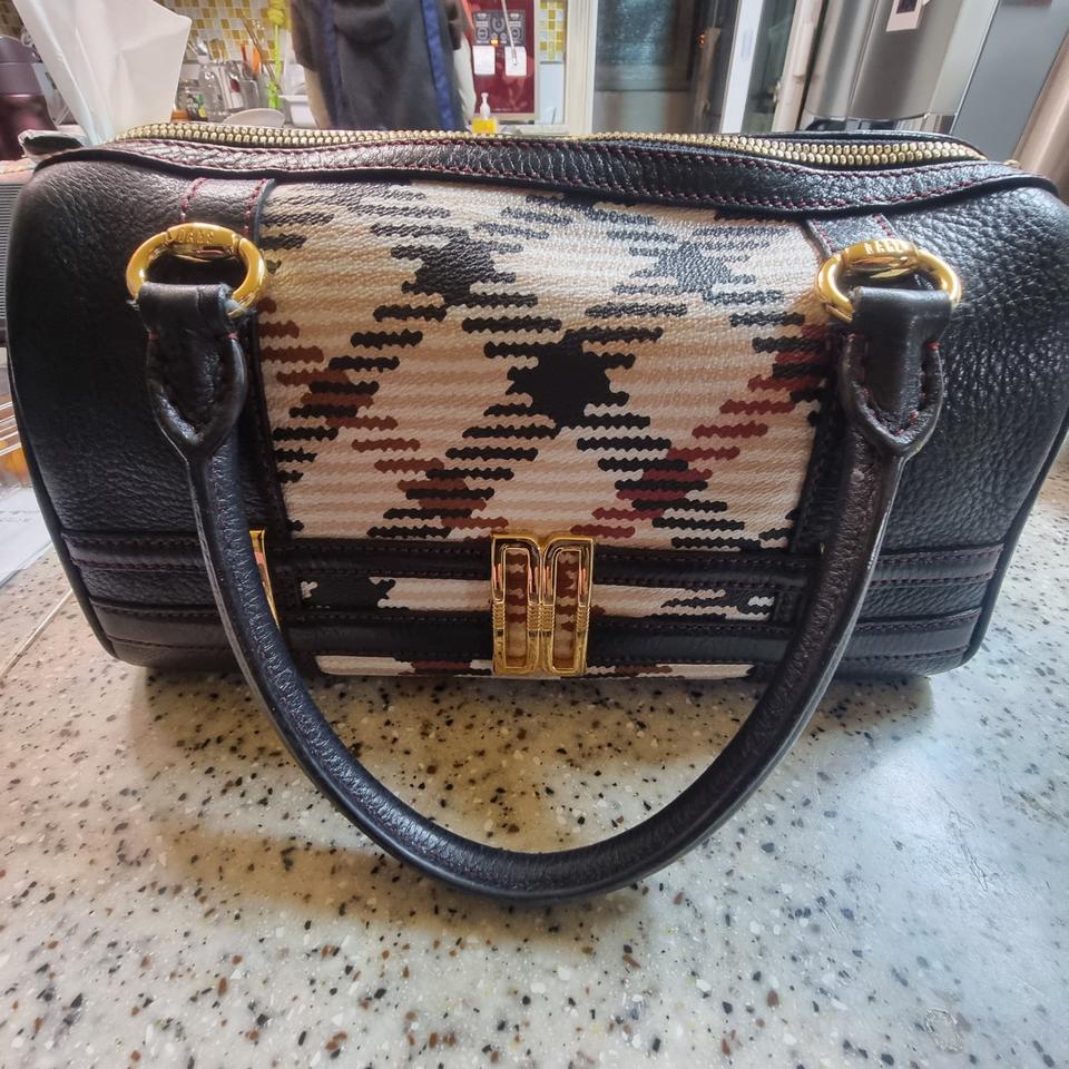 닥스 핸드백 닥스핸드백 블랙가죽 베이지 체크 토트백