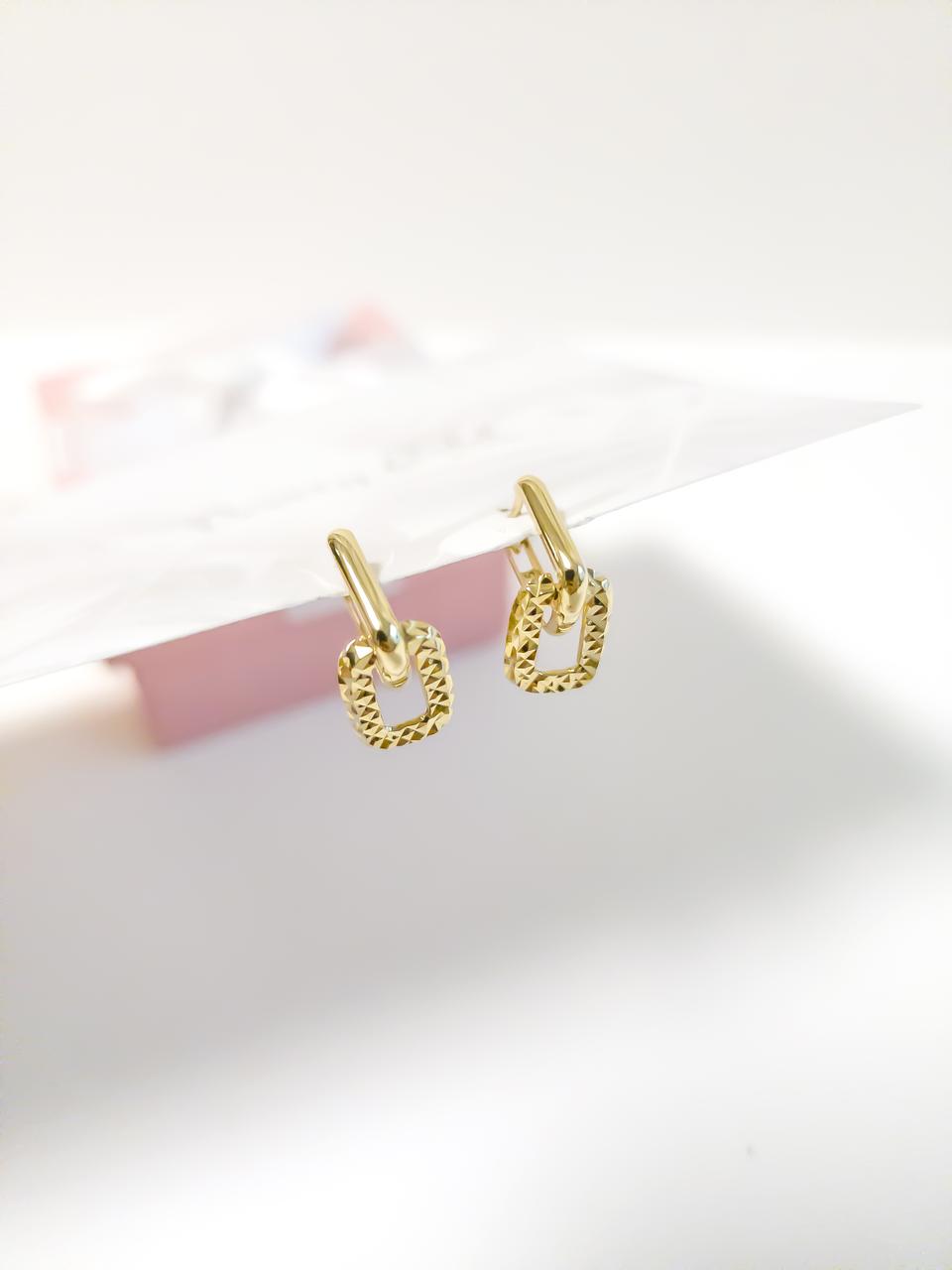 14k 사각 클립 컷팅 원터치 귀걸이