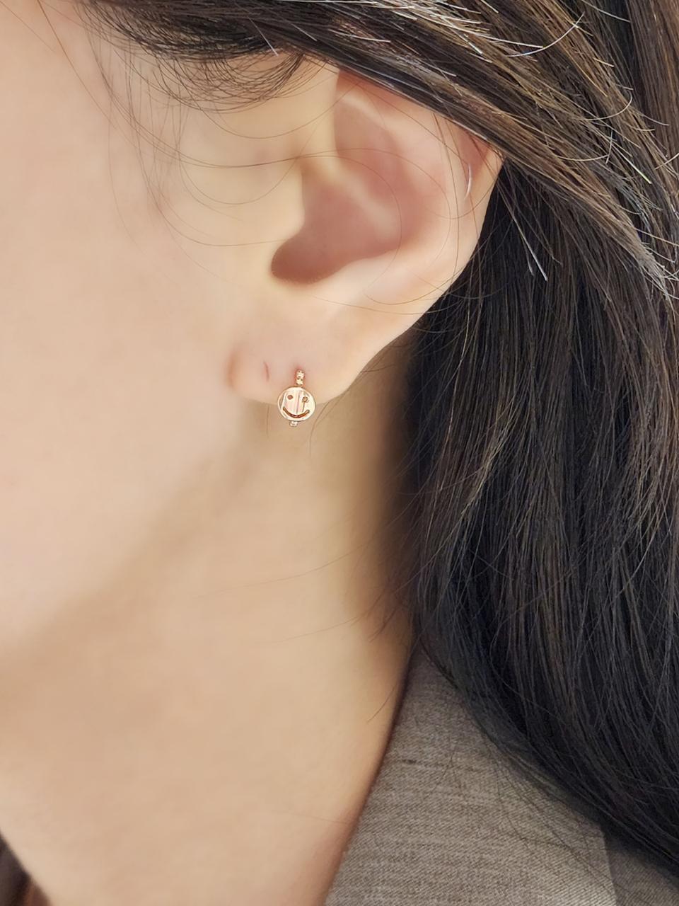 14k 스마일 원터치 귀걸이
