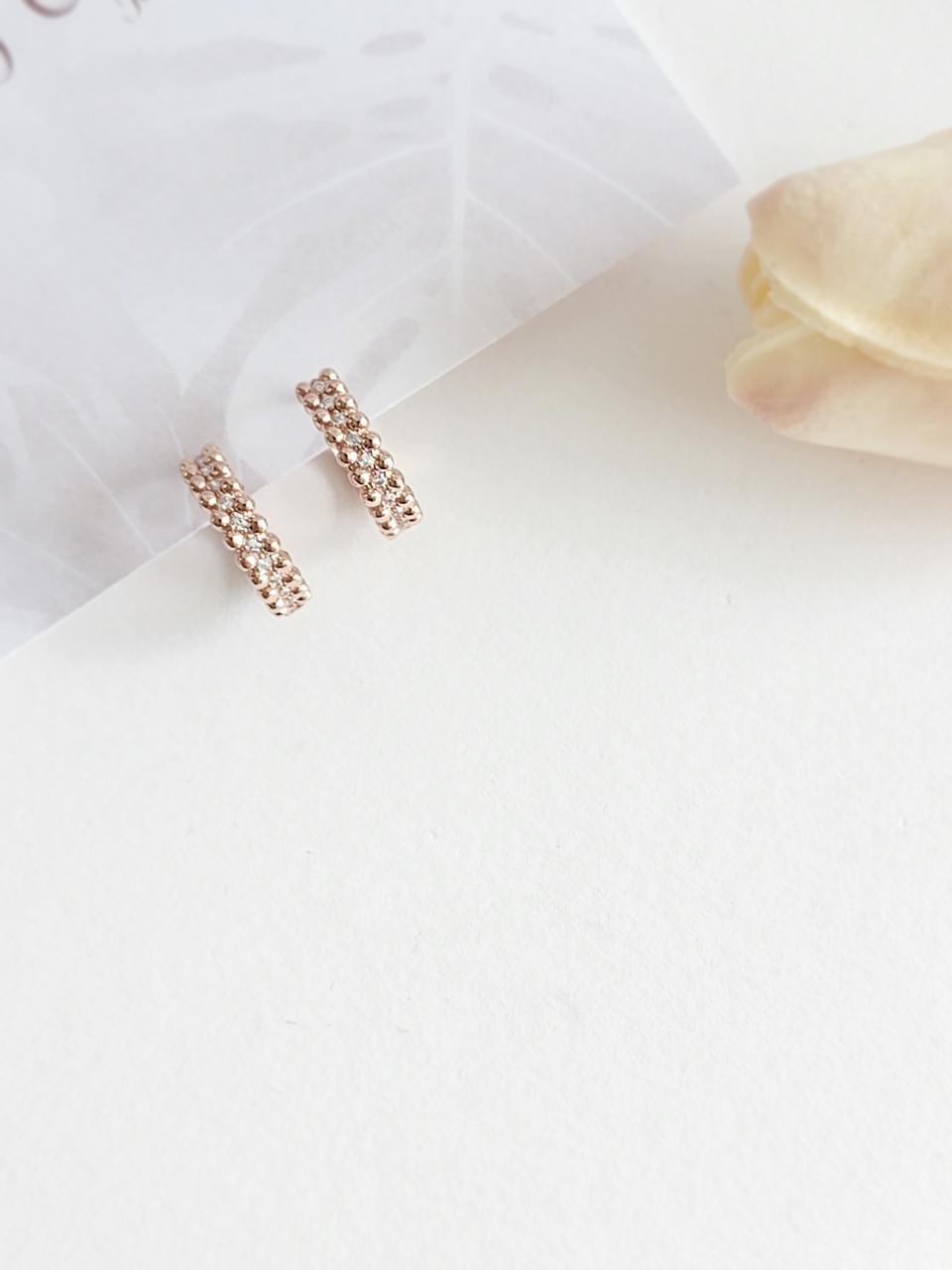 14k 방울 큐빅 원터치 귀걸이