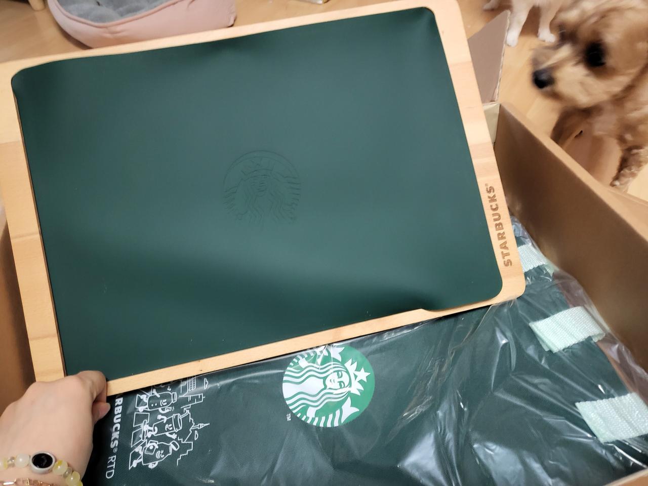 스타벅스 스타패키지 원목 미니트레이 책상