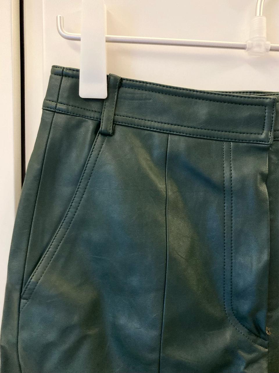 한섬 그레이하운드 녹색 그린 레더 가죽 바지