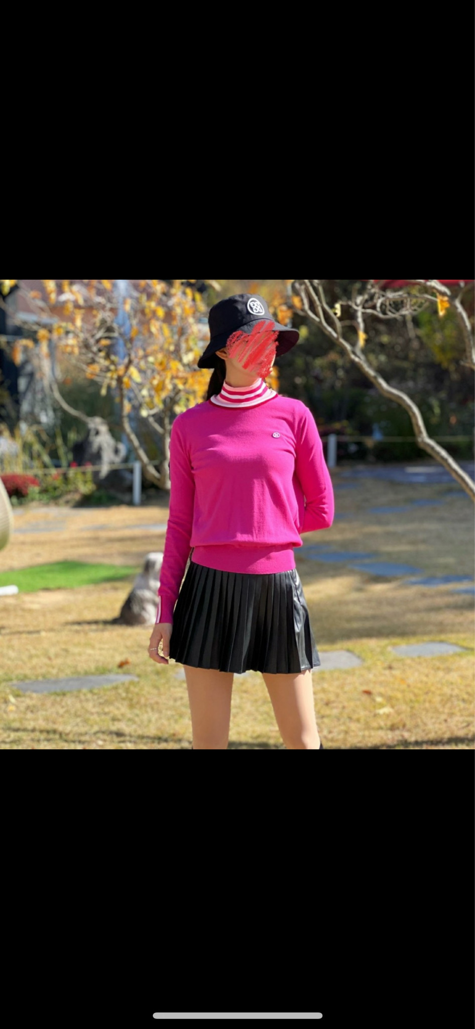 골프 스트립 라운드 스웨터