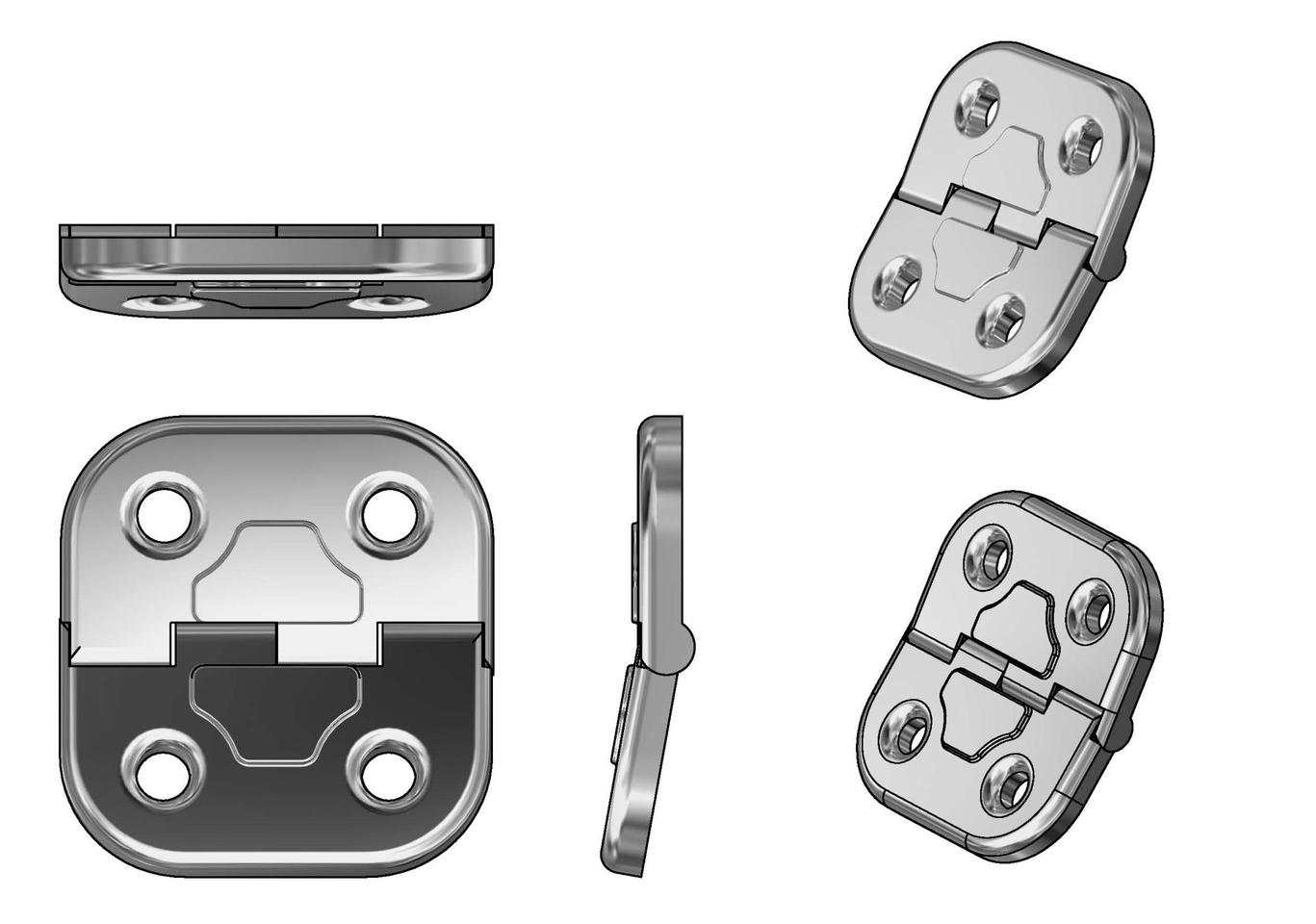 라운드 90도정첩 크롬 1조 2개