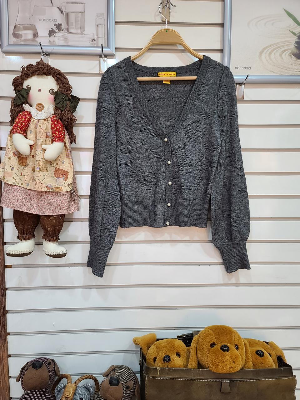 구제그레이펀칭가디건