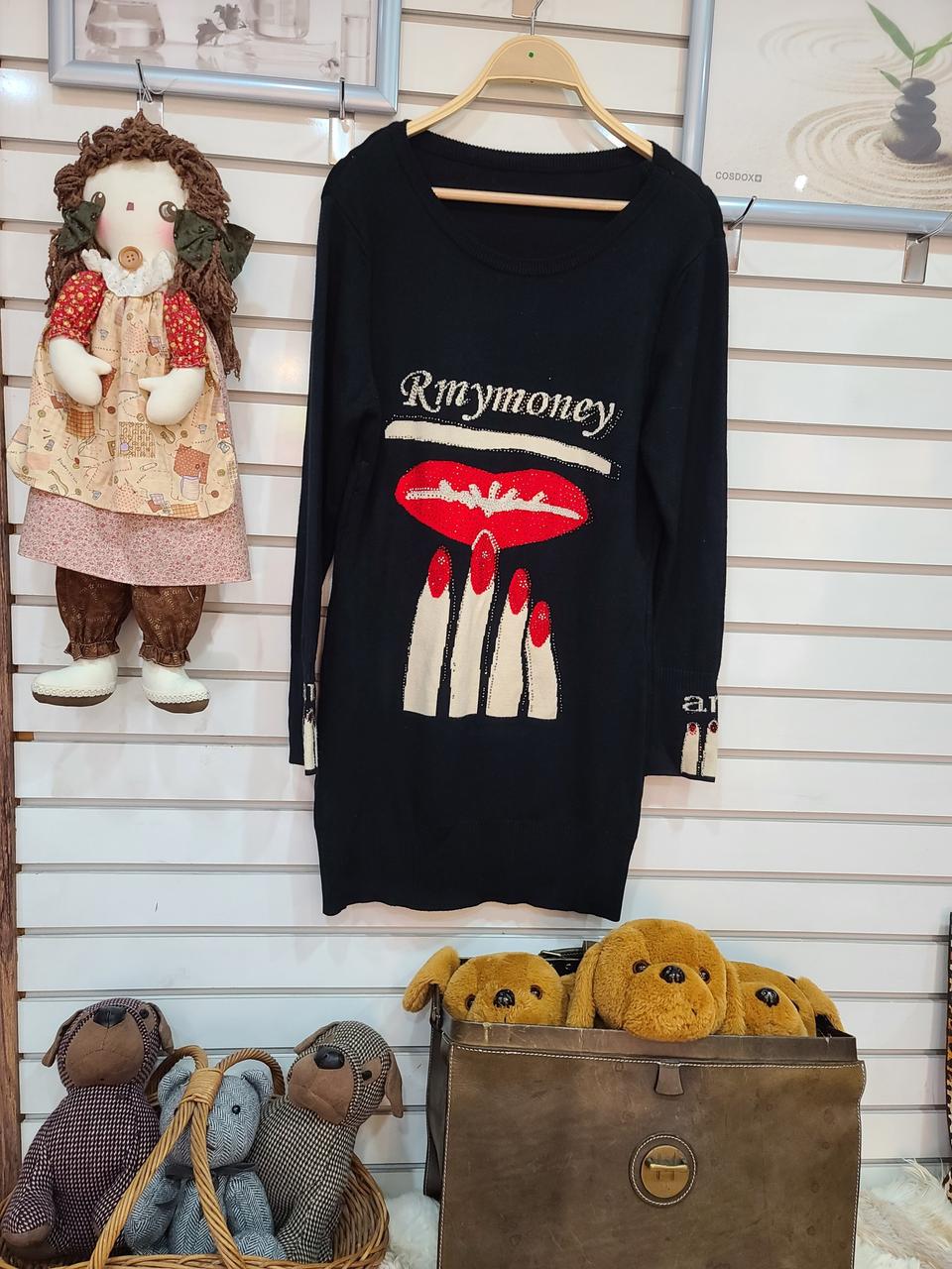 스팽글 라운드롱니트