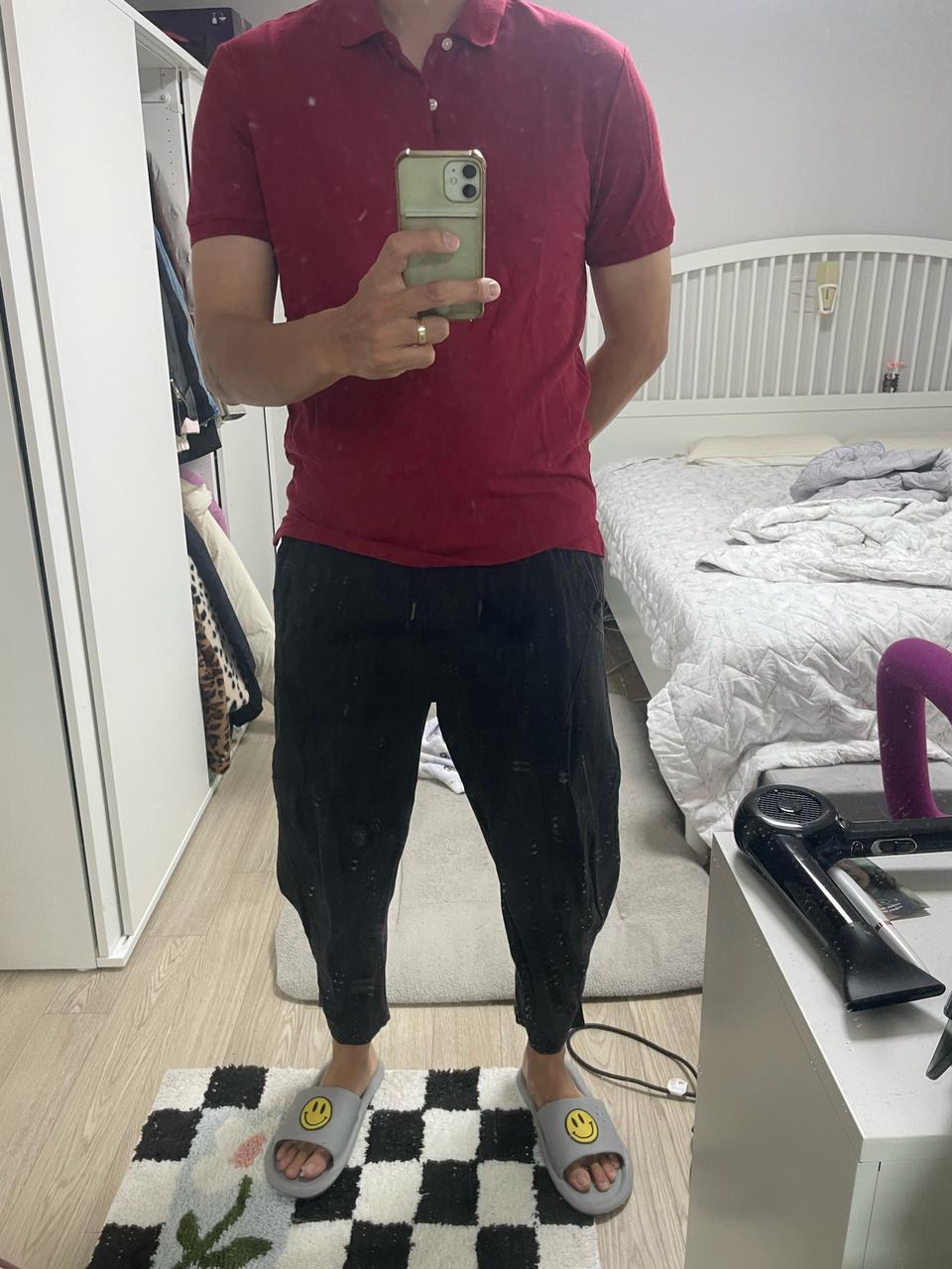 (Giordano)지오다노 버건디 반팔티