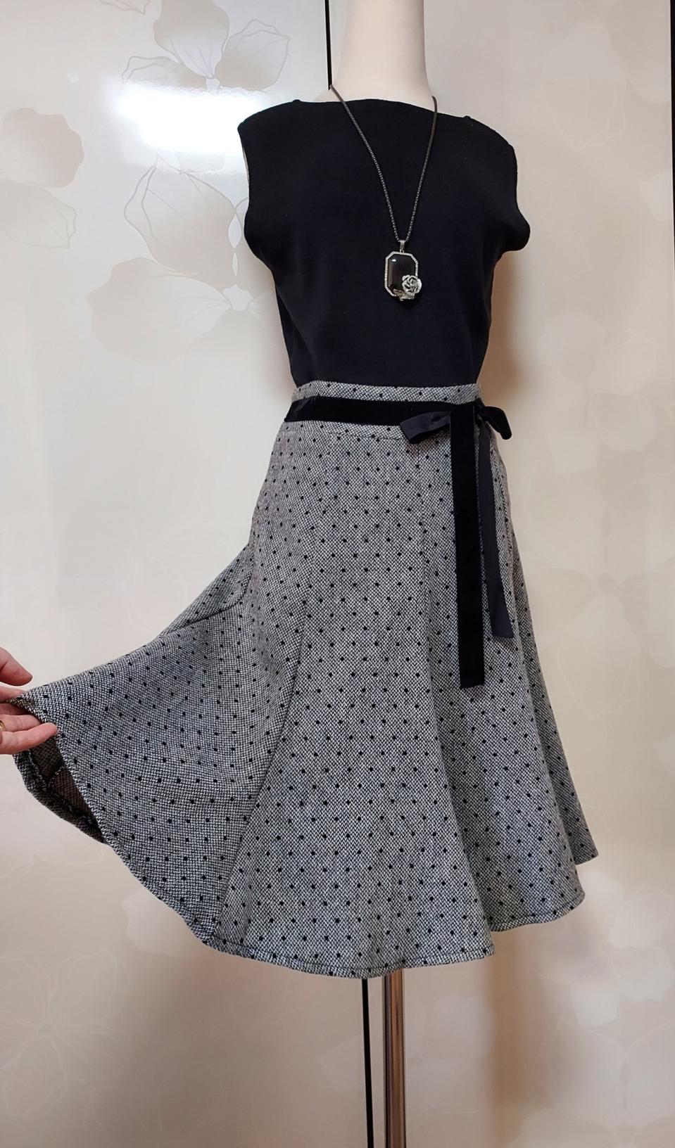 스커트민소매니트티세트