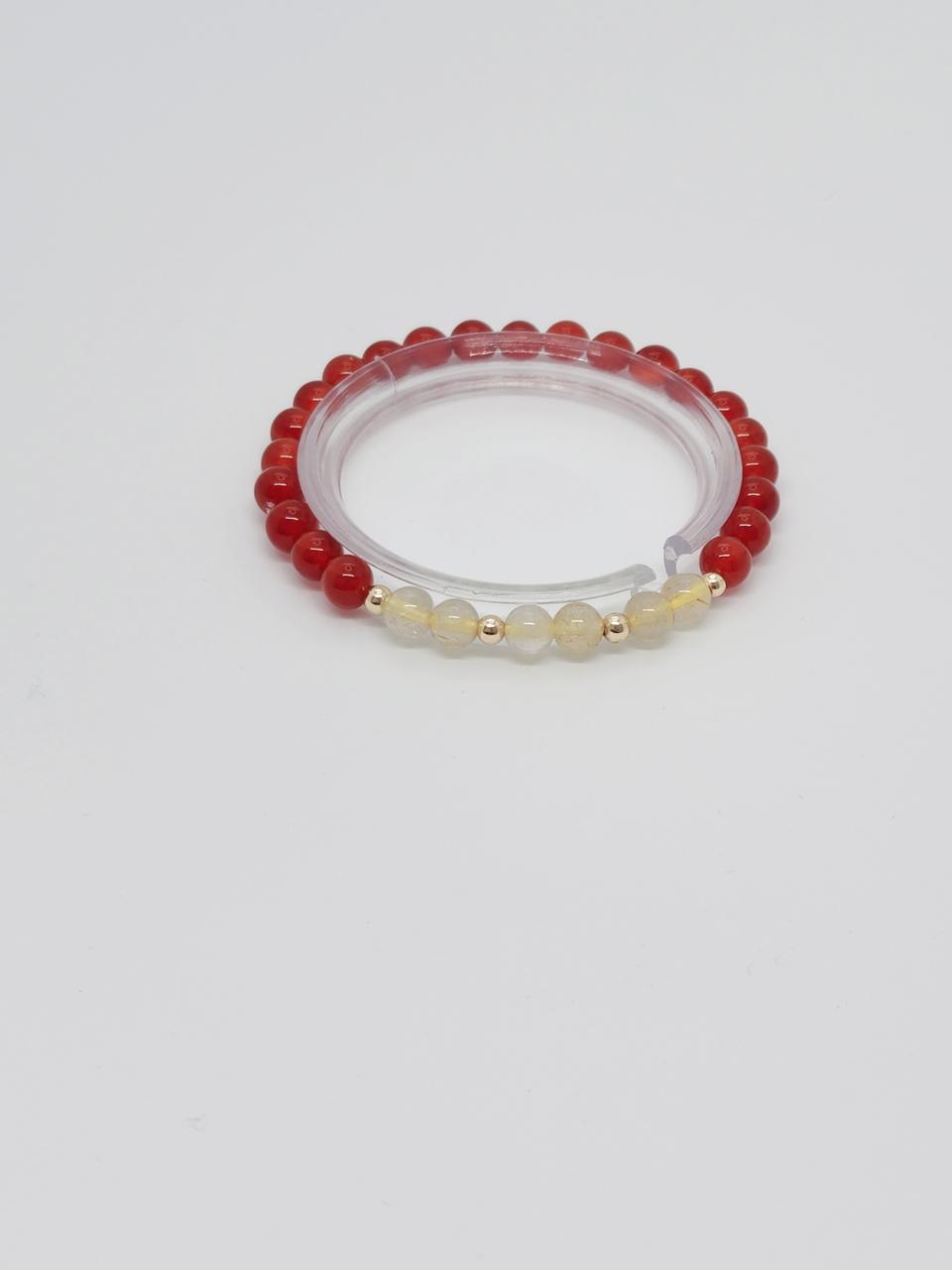 삼생삼사 빨강색 마노 황재수정  행운팔찌
