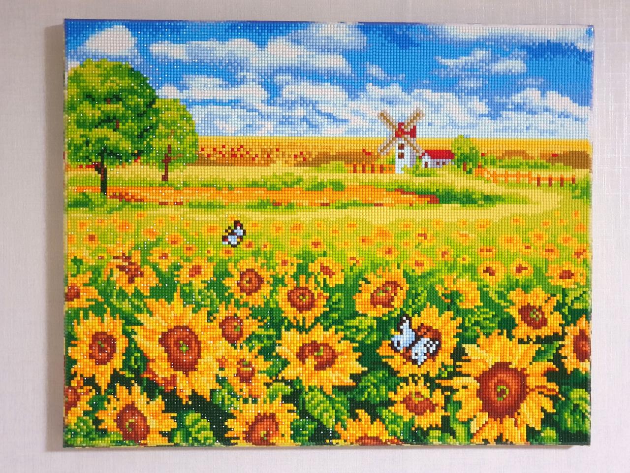 해바라기들판 보석십자수 완성품