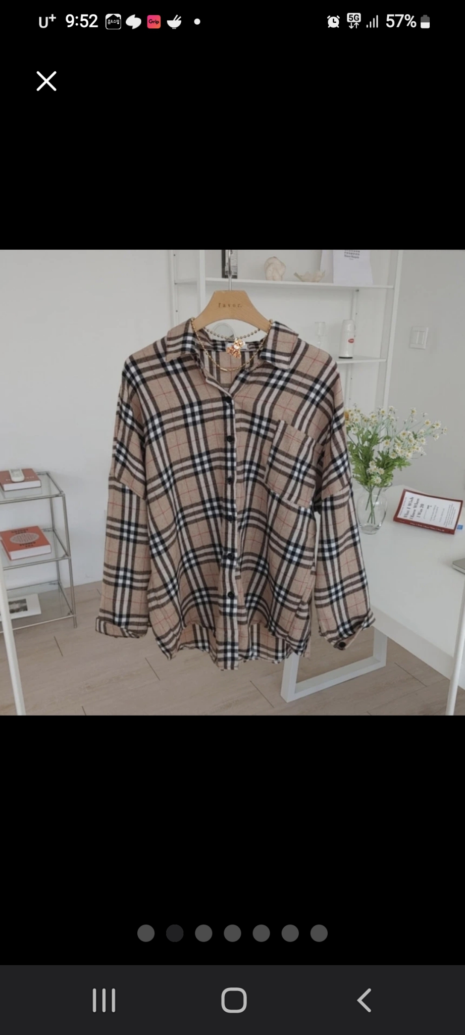 피치기모 체크 셔츠