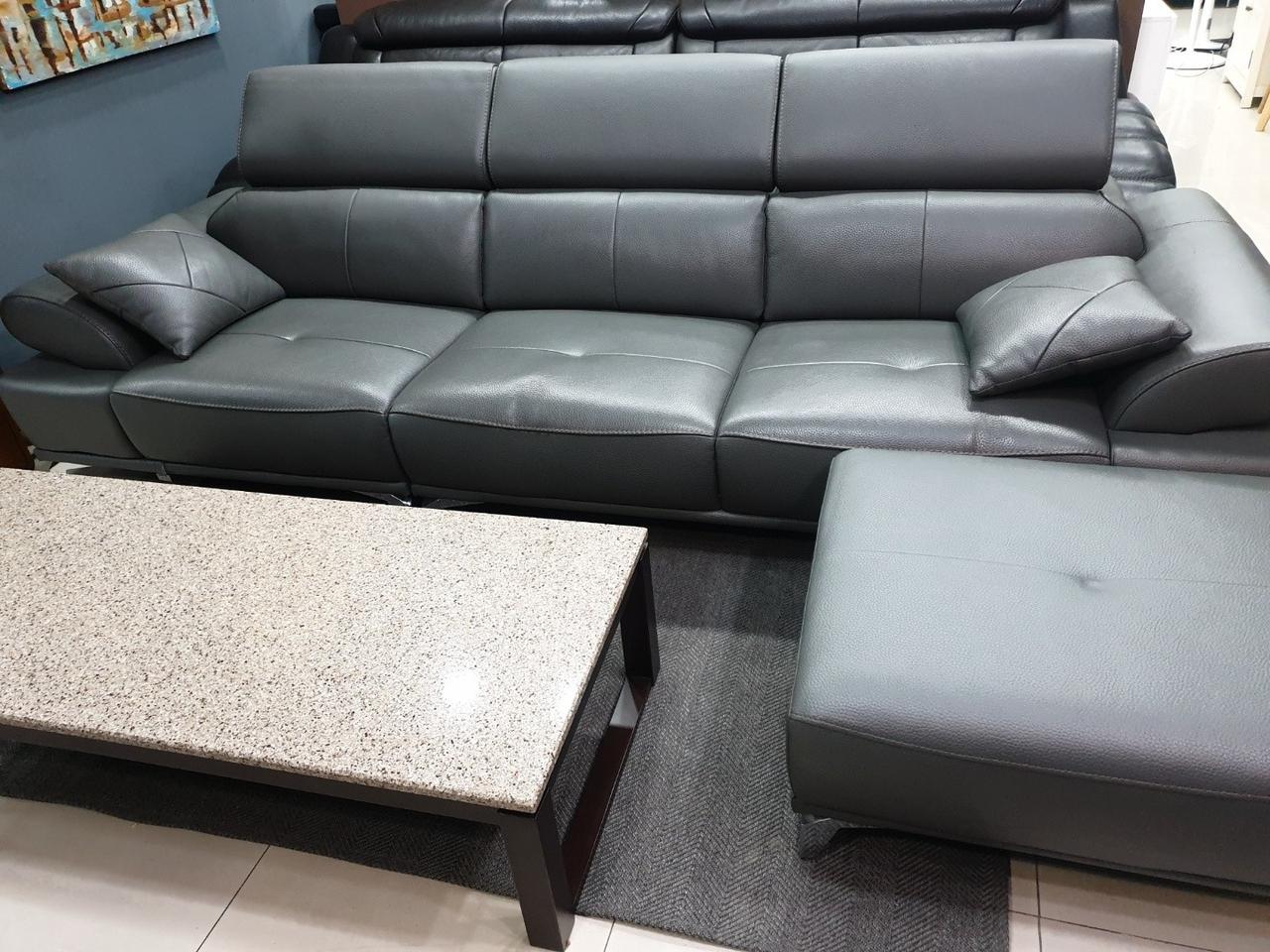 대구중고가구 에몬스 세레스 천연 통가죽소파 4인용 + 스툴