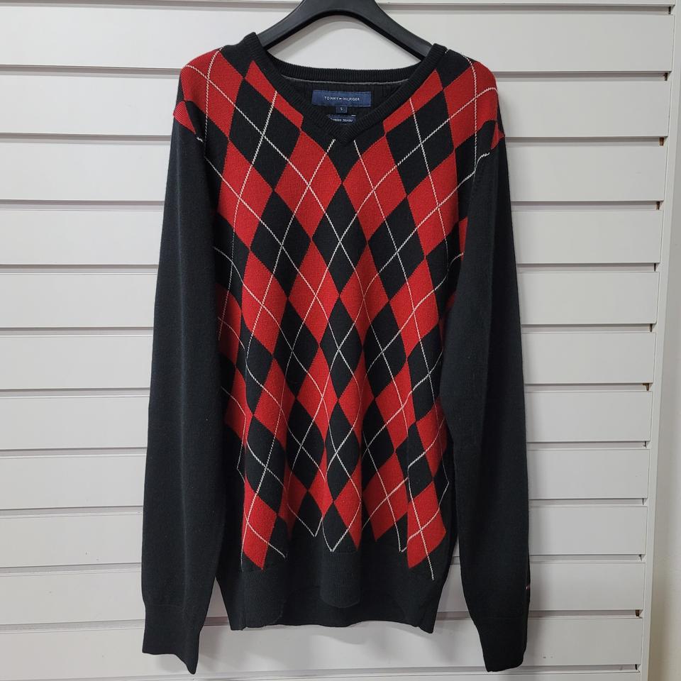 타미힐피거 아가일패턴 브이넥 니트(남여공용)