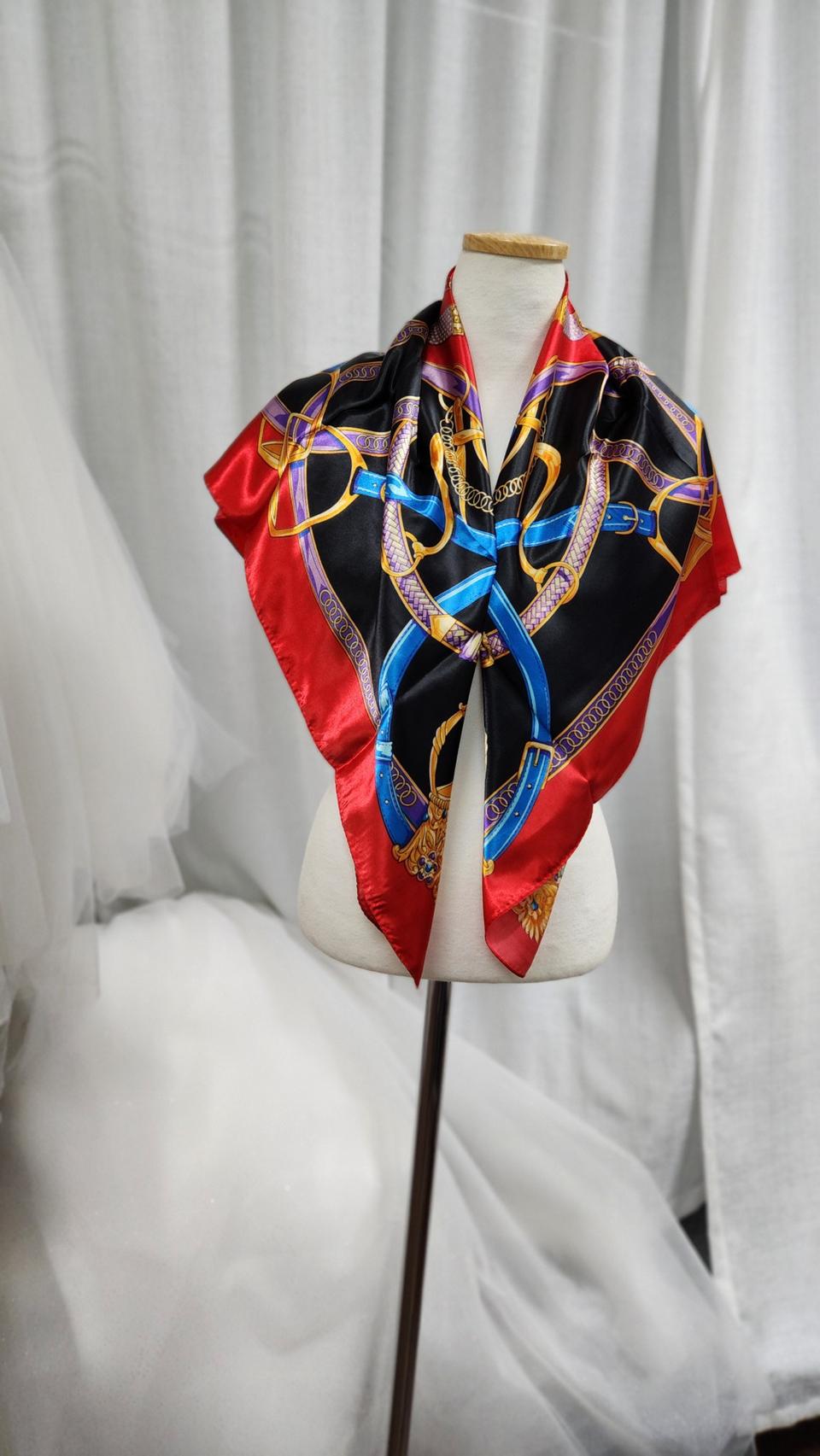 스카프 머플러 타이 목 여성 정사각 실크 색상 어깨숄 냉방 다양한 무늬