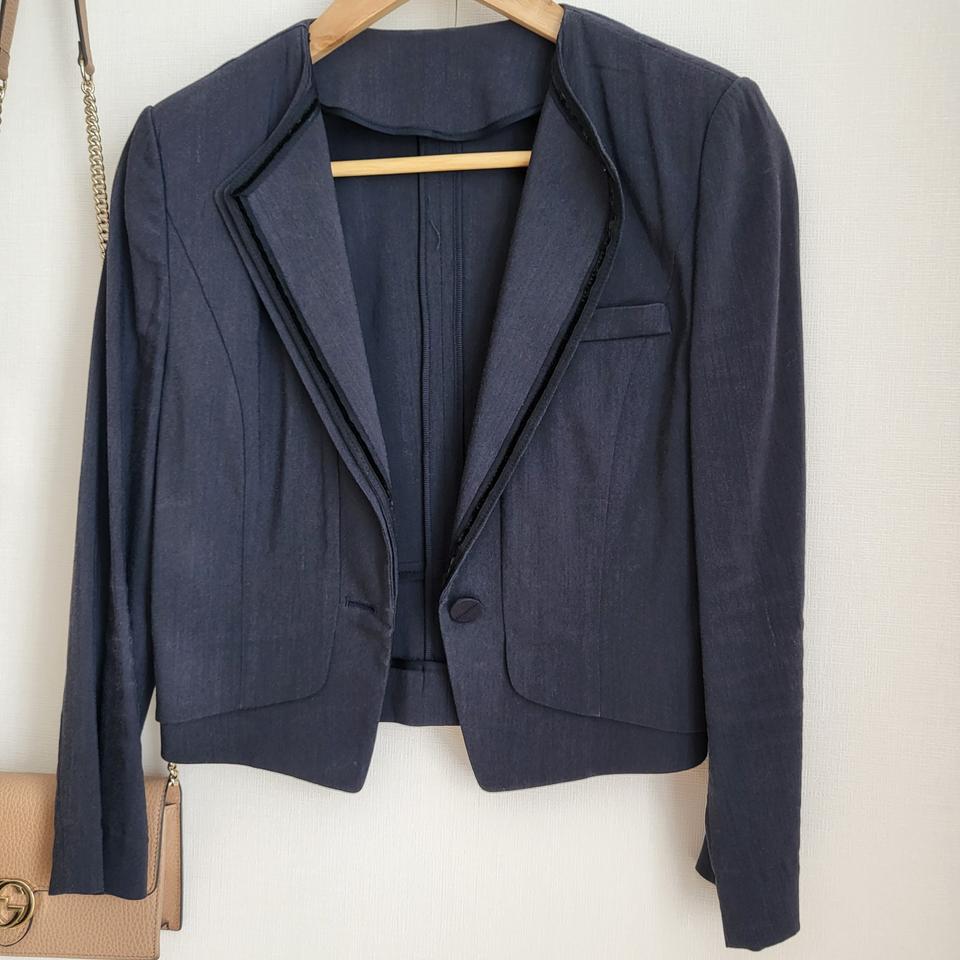 크롭 네이비 자켓