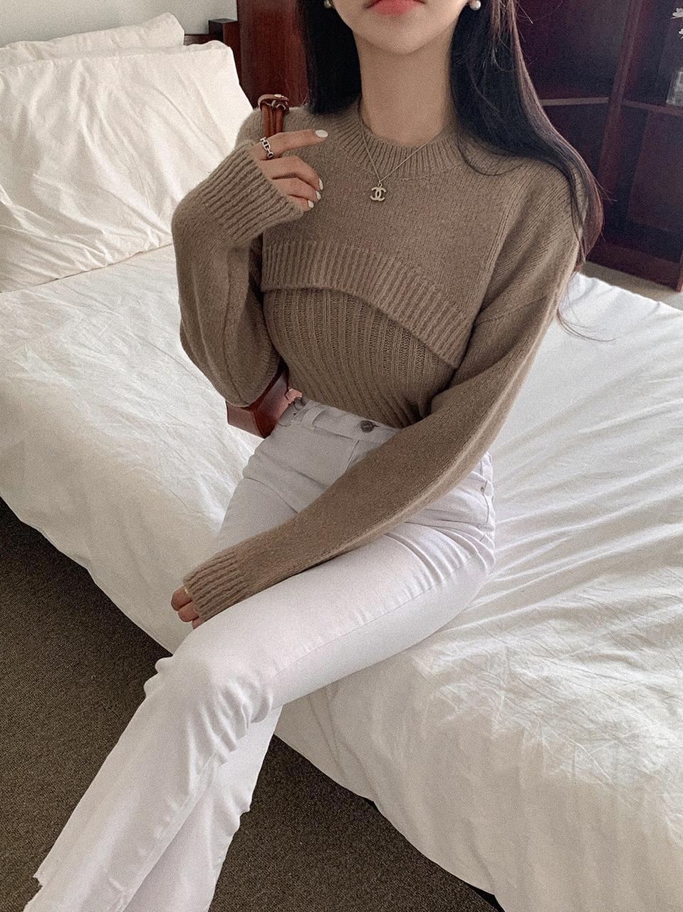 미착용/투피스 니트 상의