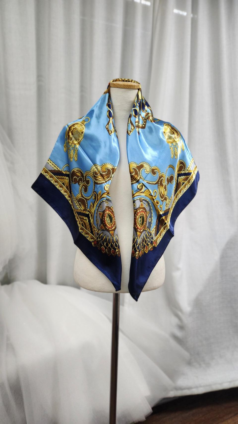 스카프 머플러 타이 목 여성 정사각 실크 색상 어깨숄 냉방 다양한 무늬