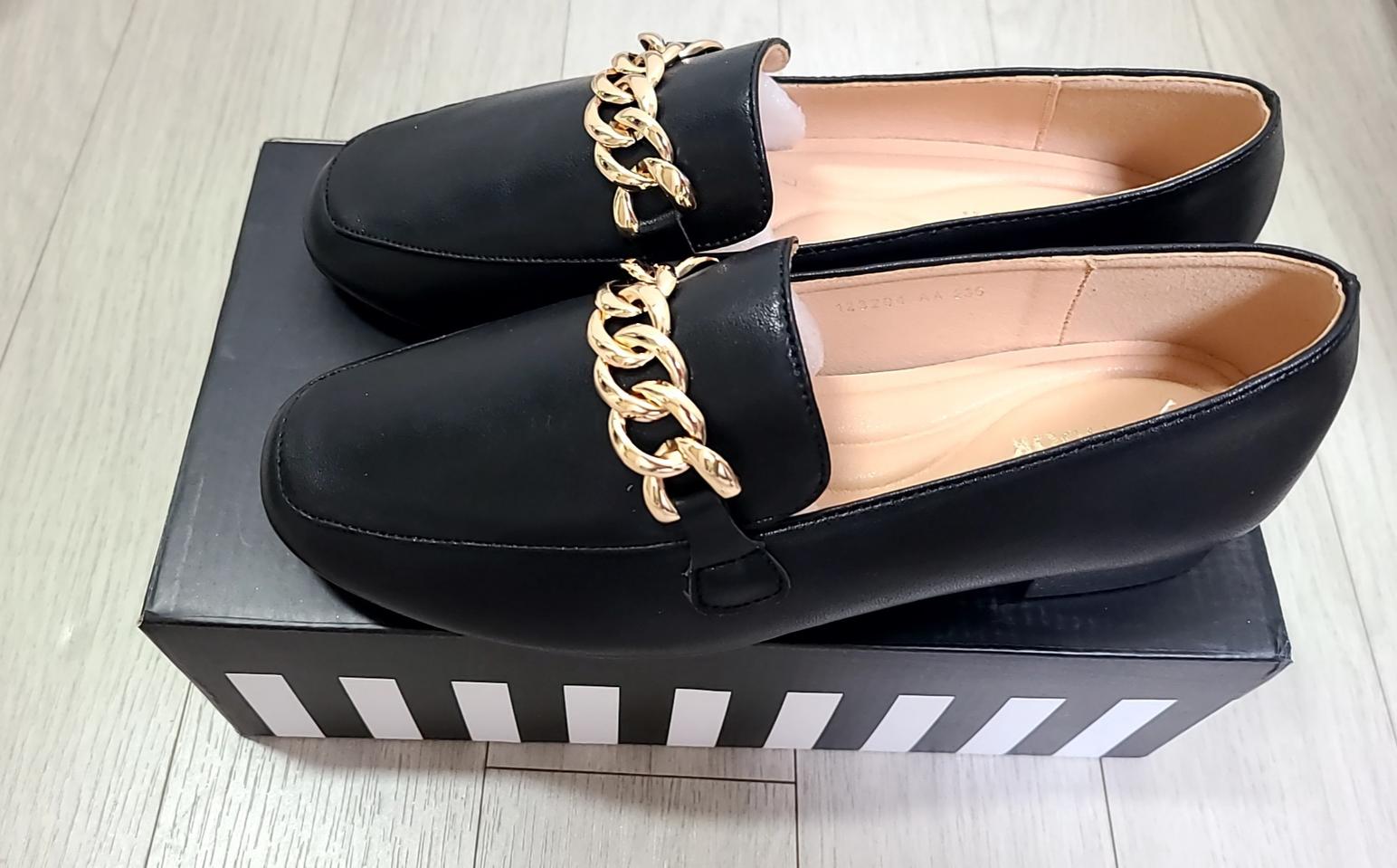 소가죽 로퍼 235, 미사용, 검정