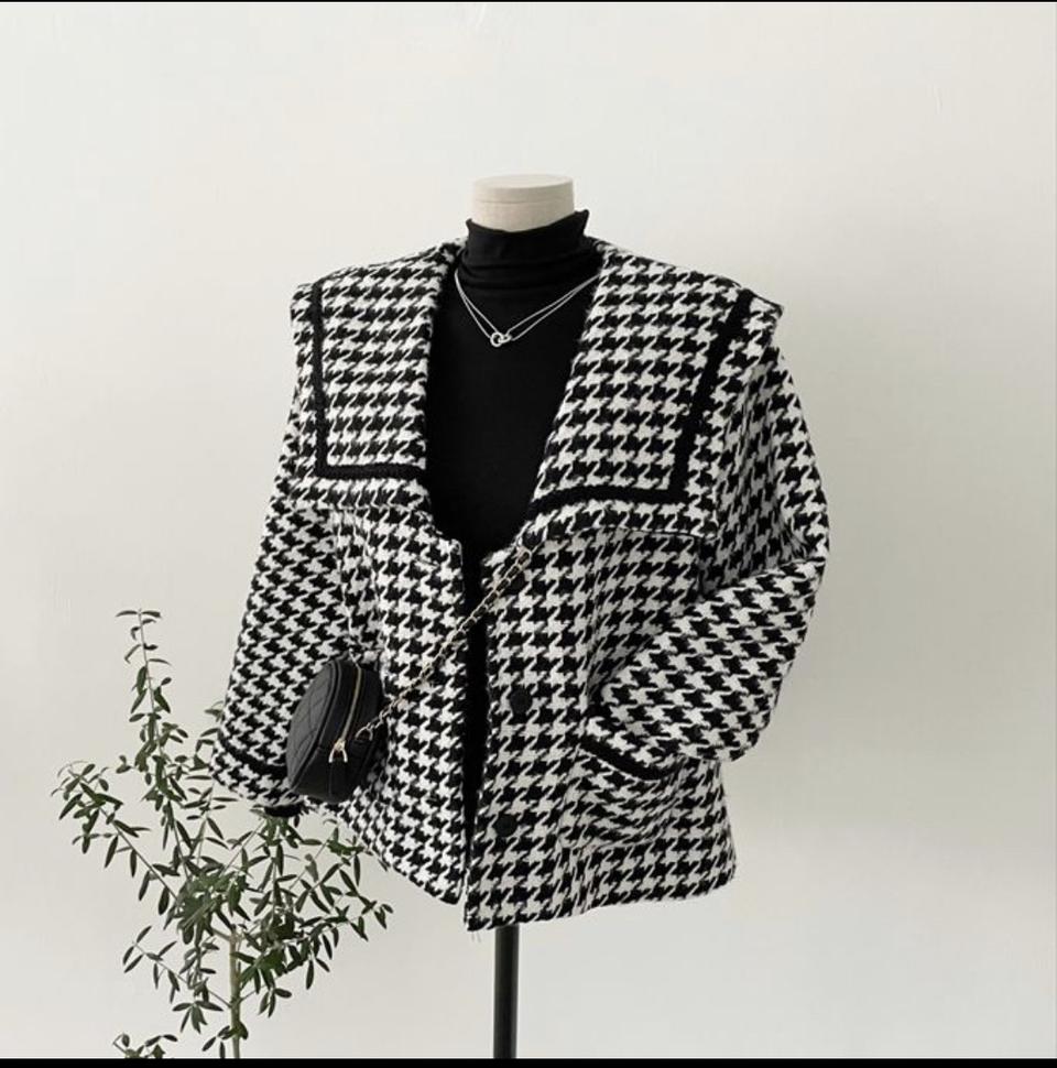 하운드체크자켓(안감누빔)