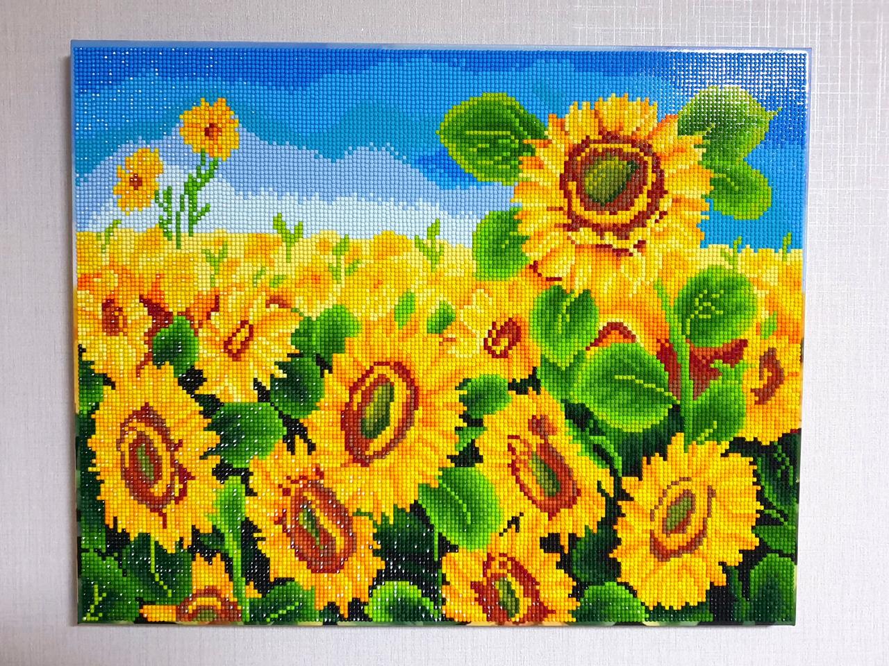 해바라기 들판 보석십자수 완성품