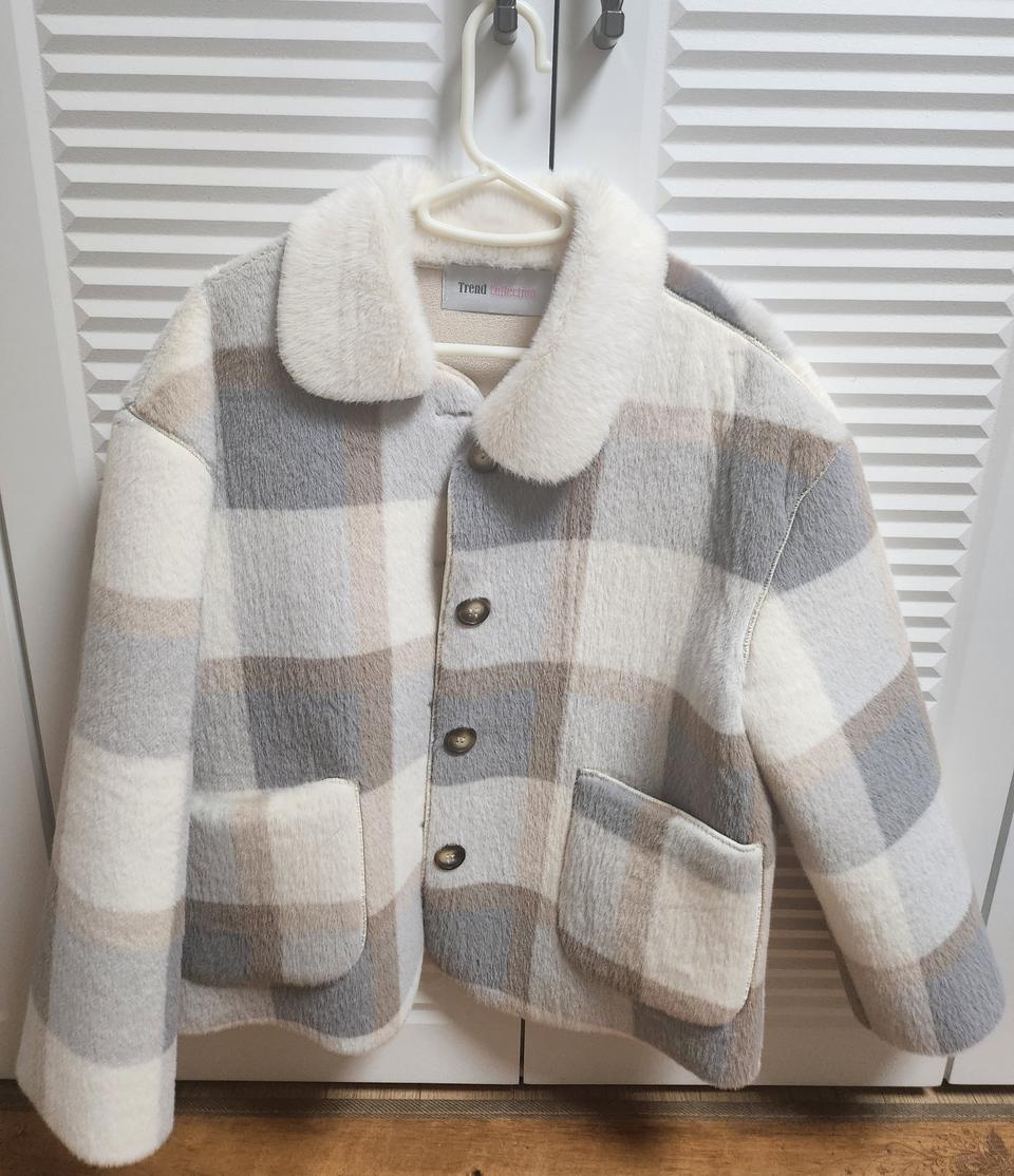 엔코코 체크 인조무스탕 쟈켓