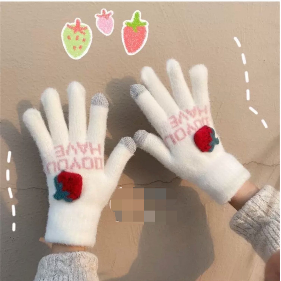 새상품 세일 스마트폰 터치 장갑 니트 워머 딸기 뜨개