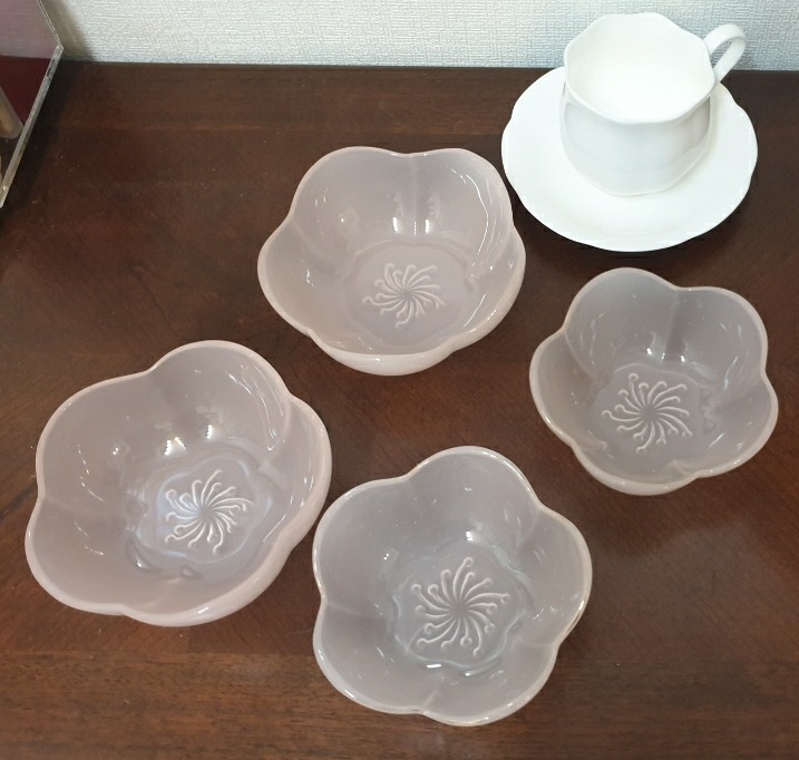 플라워 커피 디저트 컵그릇 3p세트