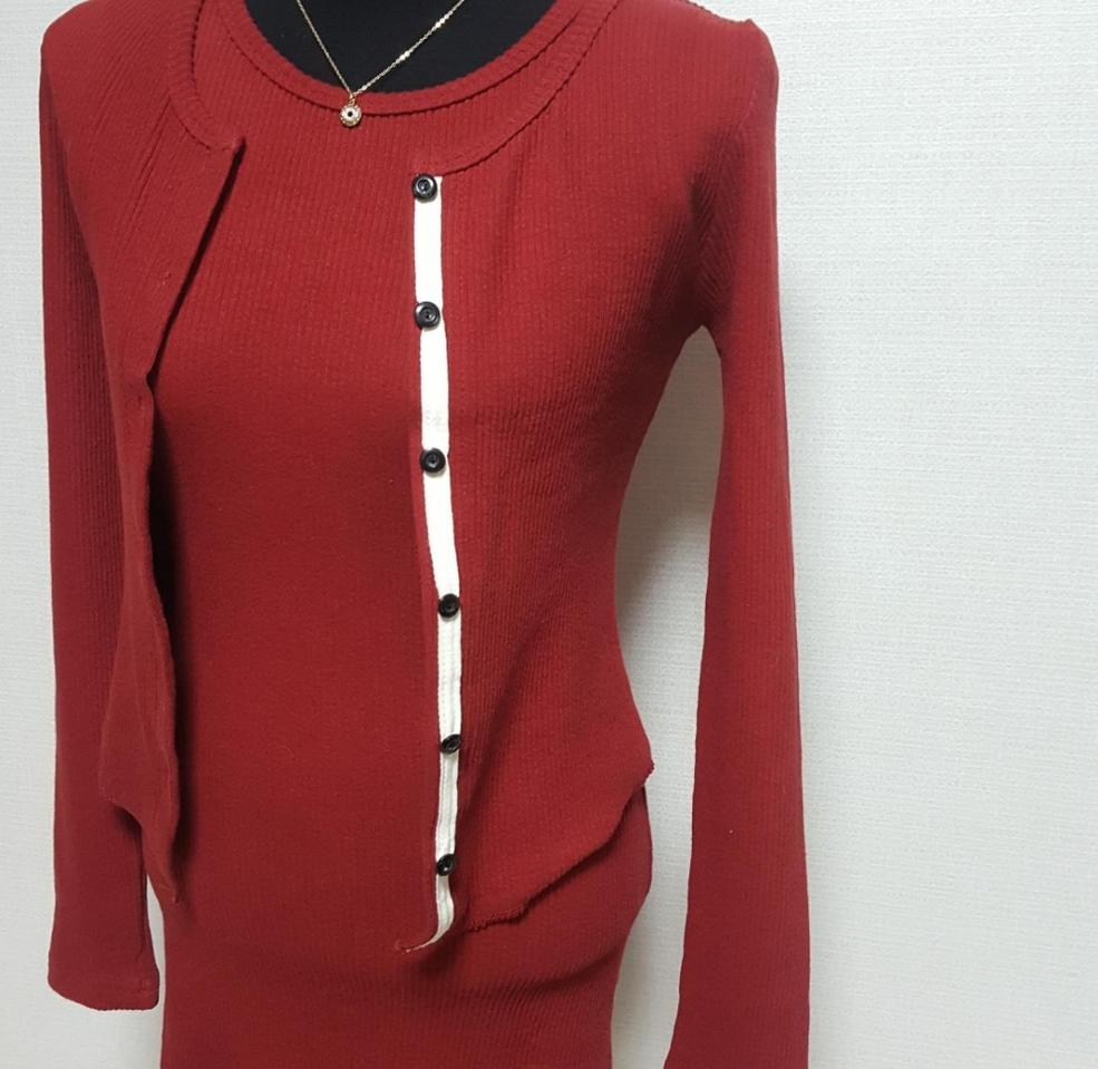 1회 착용) 레드투피스set (가디건+원피스)