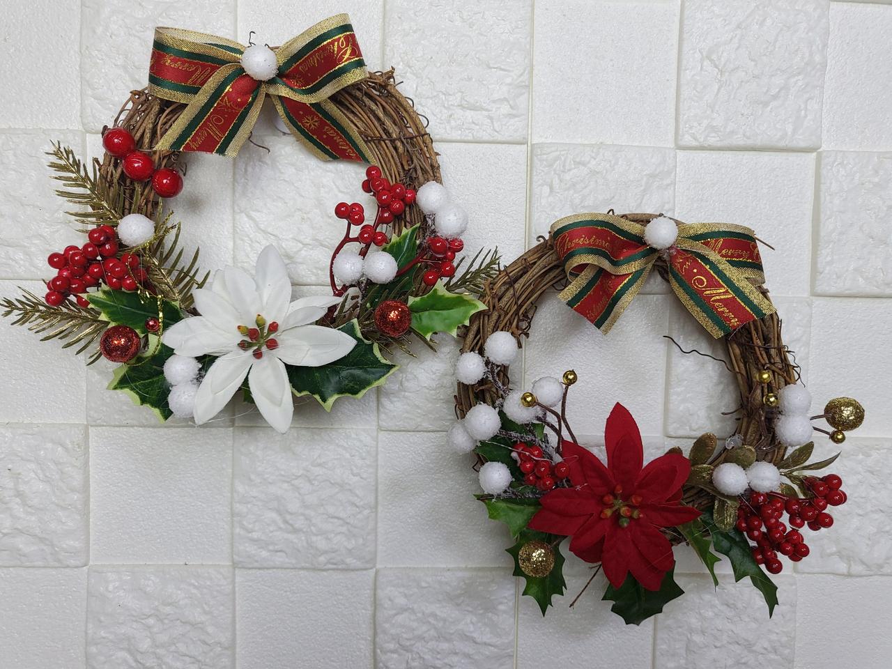 2개 세트-쁘띠 크리스마스 리스 벽장식