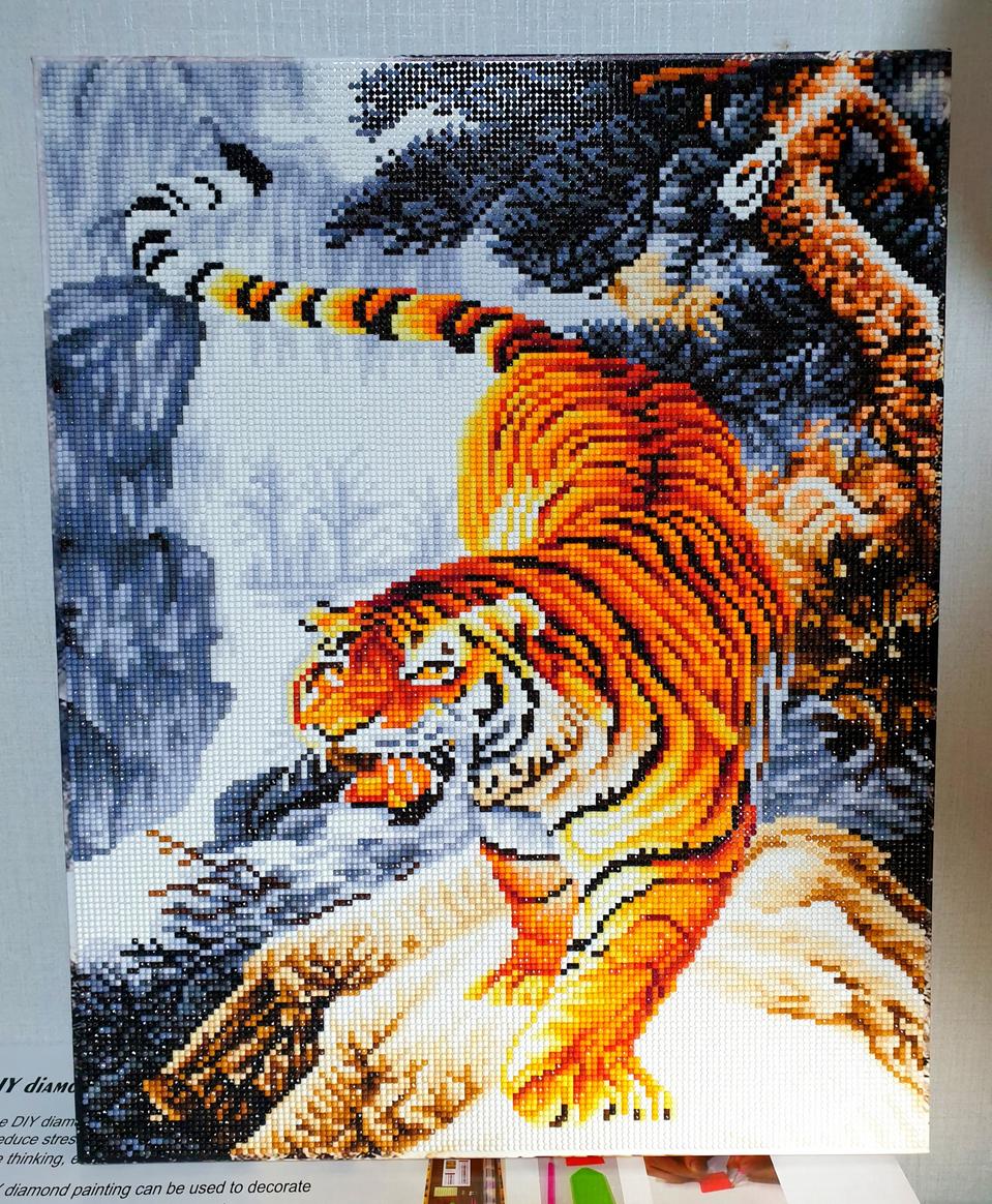 호랑이 보석십자수 완성품