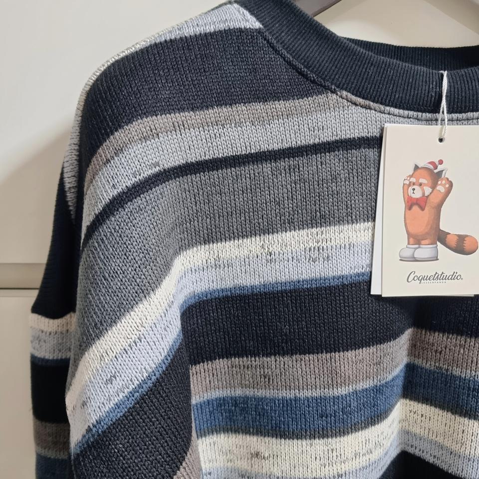 레서팬다 니트 스웨트셔츠 기모 차콜 (새상품)